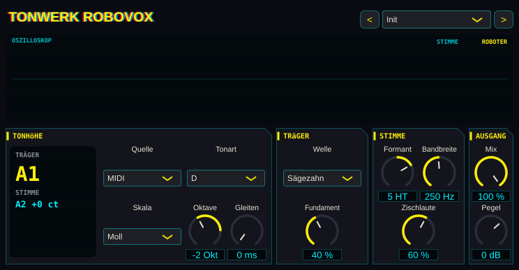 Oberfläche von Tonwerk Robovox