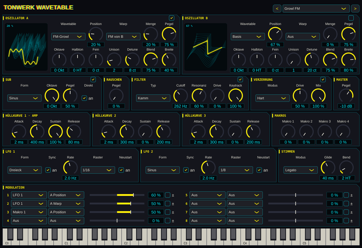 Oberfläche von Tonwerk Wavetable
